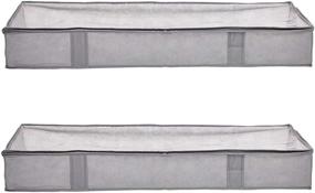 img 4 attached to Amazon Basics Under Bed Fabric Storage Bags- 2-Pack, 18 x 42 x 6 Inches, Gray, with Window and Handles