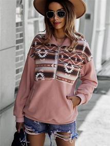 img 3 attached to 👗 Stylish Women's Aztec Print Sweatshirt: Pocketed Half-Zip Pullover Top