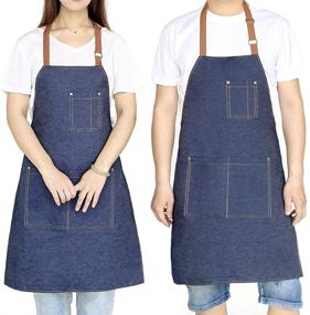 img 3 attached to Многофункциональный фартук из денима: регулируемый 👕 унисекс с несколькими карманами для кулинарного творчества и готовки.
