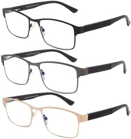 img 4 attached to Zooxsky 3pk Blue Light Blocking Reading 👓 Glasses for Men with Spring Hinges - Anti-Fatigue Readers