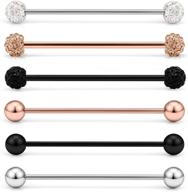 lcolyoli 16g industrial barbell surgical steel short cartilage earrings - stylish body piercing jewelry for women/men - 1 1/4 inch (32mm) - variety pack of 6-12 pieces logo