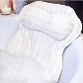 img 4 attached to 🛁 Keep Comfort Afloat: Deluxe Bath Pillow for Ultimate Neck and Back Support, 3D Air Mesh Breathable Design, Strong Suction Cups | Ideal Bath Accessories for Men and Women