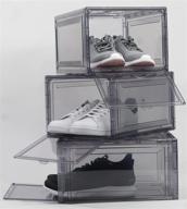 👟 organize your sneaker collection with mint supply shoe storage boxes - 3 pack drop front shoe box - stackable shoe organizers - clear acrylic display case for closet, shelf & entryway логотип