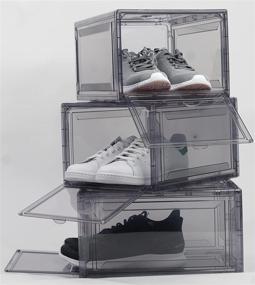 img 4 attached to 👟 Organize Your Sneaker Collection with Mint Supply Shoe Storage Boxes - 3 Pack Drop Front Shoe Box - Stackable Shoe Organizers - Clear Acrylic Display Case for Closet, Shelf & Entryway