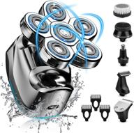 men's electric head shaver - 6 in 1 wet & dry rotary razor & grooming kit | upgrade, cordless rechargeable hair beard clippers nose beard trimmer | waterproof, led display logo