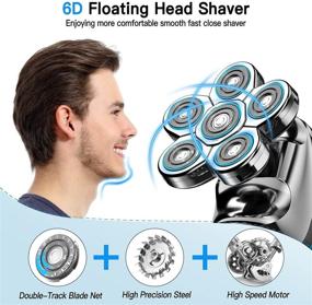 img 2 attached to Men's Electric Head Shaver - 6 in 1 Wet & Dry Rotary Razor & Grooming Kit | Upgrade, Cordless Rechargeable Hair Beard Clippers Nose Beard Trimmer | Waterproof, LED Display