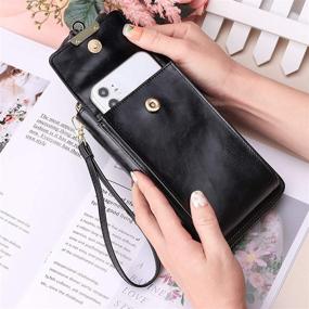 img 2 attached to 👜 Stylish Leather Crossbody Cellphone Bag Wallet with RFID Blocking - Small Handbag and Zipper Wallet Combo for Women - Credit Card Purse with 2 Detachable Straps