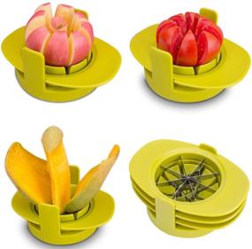 img 2 attached to 🍏 Anawin 4 in 1 Multifunctional Apple Slicer with Common Base - Mango Corer, Tomato & Pear Cutter - Stainless Steel Easy Grip Fruit Slicer (Green)