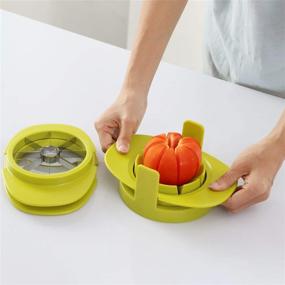 img 1 attached to 🍏 Anawin 4 in 1 Multifunctional Apple Slicer with Common Base - Mango Corer, Tomato & Pear Cutter - Stainless Steel Easy Grip Fruit Slicer (Green)