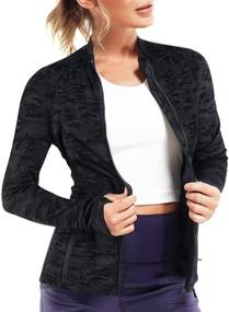 img 3 attached to 🏋️ TrainingGirl Women's Sports Jacket: Full Zip, Slim Fit, Long Sleeve with Thumb Holes - Perfect for Workout, Running, Yoga