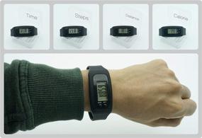 img 1 attached to Black Pedometer Step Counter Watch: Track Your Steps, Distance & Calories with Time Display
