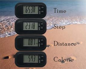 img 3 attached to Black Pedometer Step Counter Watch: Track Your Steps, Distance & Calories with Time Display