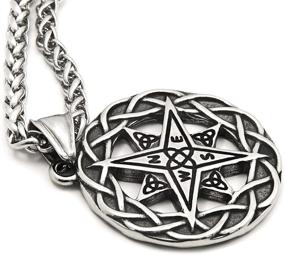 img 1 attached to 🔮 Celtic Knot Triquetra Irish Compass Necklace - Gungneer Stainless Steel Trinity Symbol Pendant with Keel Chain - Symbolizing Strength and Unity