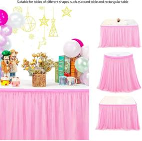 img 2 attached to 🎀 6ft Pink Tulle Table Skirt Tutu Skirt Tablecloth: Perfect Party & Wedding Decoration for Princess-Themed Events!