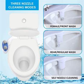 img 2 attached to 🚽 Non-Electric Dual Nozzle Bidet Attachment - Self-Cleaning Toilet Seat Spray for Feminine and Sanitary Wash, Freshwater