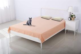 img 4 attached to 🐾 SILLY LEGACY Thin Reversible Waterproof Cover | Bed/Couch Liner for Dogs & Cats (King 82 x 96, Peach)