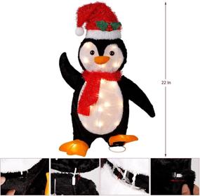 img 3 attached to Lulu Home Christmas Yard Decoration: 22 Inch Pre-lit Penguin with Flannel Scarf and Red Hat, 35 Warm White LEDs - Perfect for Xmas Holiday Indoor/Outdoor Yard Decor