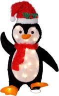 lulu home christmas yard decoration: 22 inch pre-lit penguin with flannel scarf and red hat, 35 warm white leds - perfect for xmas holiday indoor/outdoor yard decor logo