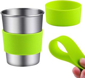 img 1 attached to 🥤 Ruisita 9 Pack Stainless Steel Cups - 8 Ounce Unbreakable Drinking Pint Cups with Silicone Lids and Sleeves for Children and Adults (Set of 9, 8 Ounce)