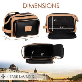 img 3 attached to 🧳 Premium Cruelty-Free Leather Dopp Kit: Pierre LaCroix Hand-Stitched with YKK Zippers - Leak Proof & Waterproof Travel Toiletry Bag (Centurion Black, 11"x7"x7")