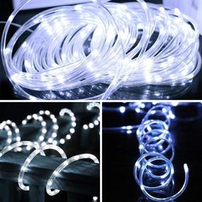 img 1 attached to JosMega Solar String Rope Lights - 33 Feet 100 LED, Upgraded Larger Powered Panels, 8 Modes Twinkle Lighting, Waterproof IP65 Tube Fairy Lights for Outdoor Starry Decoration (White, 1)