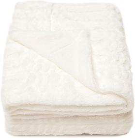 img 4 attached to 🛌 Cozy up in Luxury: Longrich Embossed Faux-Fur Reversible Sherpa Blanket, King Size, Ivory