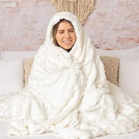 img 1 attached to 🛌 Cozy up in Luxury: Longrich Embossed Faux-Fur Reversible Sherpa Blanket, King Size, Ivory