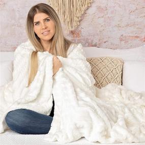 img 2 attached to 🛌 Cozy up in Luxury: Longrich Embossed Faux-Fur Reversible Sherpa Blanket, King Size, Ivory