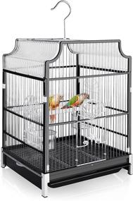 img 4 attached to Blue Mars 18 Inch Bird Cage: Portable Wrought Iron Travel Carrier with 🐦 Bath Tray, Feeder, Perches, and Sliding Window for Small Parrots, Conure, Lovebird, and Cockatiel