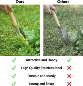 img 2 attached to 🌱 SOLIGT 8 Piece Garden Tool Set with Basket - Stainless Steel, Extra Heavy Duty Gardening Hand Tools Kit with Wood Handle - Ideal for Men and Women
