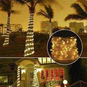 img 4 attached to 🌟 2Pack Solar Rope String Lights - Waterproof Copper Wire Tube Lights for Christmas Garden Yard Path Fence Tree Wedding Party - 50LED, 23ft