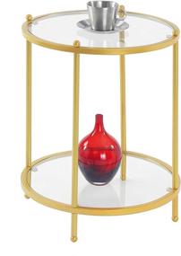 img 3 attached to 🌟 Convenience Concepts Royal Crest 2 Tier Round End Table: Stylish Clear Glass & Gold Accent