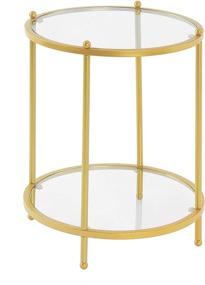 img 2 attached to 🌟 Convenience Concepts Royal Crest 2 Tier Round End Table: Stylish Clear Glass & Gold Accent