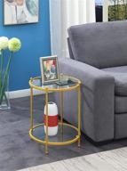 🌟 convenience concepts royal crest 2 tier round end table: stylish clear glass & gold accent логотип