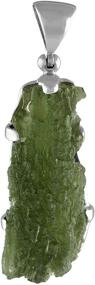 img 1 attached to 💎 Sterling Silver Moldavite Pendant - Natural Elongated Shape, 15-19 Carat - Authentic Craftsmanship