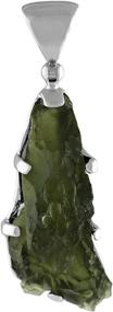 img 3 attached to 💎 Sterling Silver Moldavite Pendant - Natural Elongated Shape, 15-19 Carat - Authentic Craftsmanship