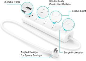 img 3 attached to 🔌 Kasa Smart Plug Power Strip KP303: 3 Individually Controlled Outlets, 2 USB Ports, Works with Alexa & Google Home - No Hub, White