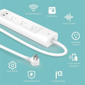 img 2 attached to 🔌 Kasa Smart Plug Power Strip KP303: 3 Individually Controlled Outlets, 2 USB Ports, Works with Alexa & Google Home - No Hub, White