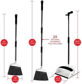 img 2 attached to 🧹 Efficient Self-Cleaning Broom and Dustpan Set: Long Handle, Foldable Angle Pan, Indoor/Outdoor Sweeping, White