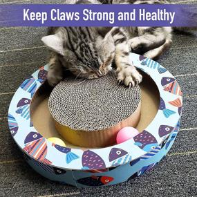 img 2 attached to 🐱 Petper Cat Scratcher: Round Scratching Pad with Ball Toy for Cats