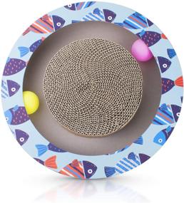 img 4 attached to 🐱 Petper Cat Scratcher: Round Scratching Pad with Ball Toy for Cats