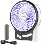 🌬️ easyacc rechargeable battery fan with 2600mah, internal and side light, 2-8.6 hours adjustable speeds - portable handheld mini usb fan for cooling, traveling, camping (white) logo