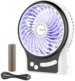 img 4 attached to 🌬️ EasyAcc Rechargeable Battery Fan with 2600mAh, Internal and Side Light, 2-8.6 Hours Adjustable Speeds - Portable Handheld Mini USB Fan for Cooling, Traveling, Camping (White)