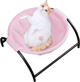 img 4 attached to 🐱 Breathable Mesh Cat Hammock Bed for Summer, Ideal Cat Tree Hammock Pet Cot Bed Playground for Kittens, Kitties, Puppies, and Small Pets – Detachable Cover, Sturdy Iron Frames, Easy to Clean Machine Washable