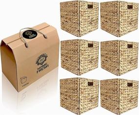 img 4 attached to 🏠 Home Fresh Large 6 Pack 12.5x12.5x12.5 Inch Natural Woven Water Hyacinth Storage Organizer Basket Bin - Collapsible for Cube Furniture Shelving - Square Rattan Bins For Storage Shelves - Buy Now!