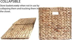 img 2 attached to 🏠 Home Fresh Large 6 Pack 12.5x12.5x12.5 Inch Natural Woven Water Hyacinth Storage Organizer Basket Bin - Collapsible for Cube Furniture Shelving - Square Rattan Bins For Storage Shelves - Buy Now!