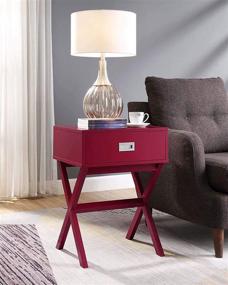 img 1 attached to 🔴 Cranberry Red Convenience Concepts Designs2Go Landon End Table: A Stylish and Functional Add-On for Your Space