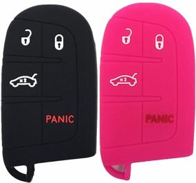 img 4 attached to Ezzy Auto Black And Hot Pink 4 Buttons Silicone Key Fob Case Covers Key Cover Key Jacket Skin Protector Fit For Dodge Challenger