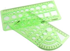 img 3 attached to Bonayuanda 2pcs Clear Green Plastic Measuring Templates 📐 Geometric Rulers - Ideal for Office and School Applications