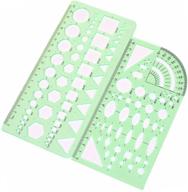 bonayuanda 2pcs clear green plastic measuring templates 📐 geometric rulers - ideal for office and school applications logo